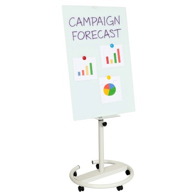 Lavagna Magnetica in Vetro Bianco Flipchart Portablocco con Ruote 120x80cm