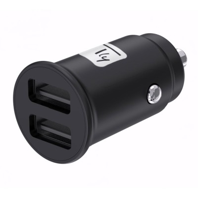 Mini Caricatore da Auto 2 Porte USB-A 5V/2.4A Nero