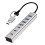 Hub USB 3.2 4 porte USB-A e 3 porte USB-C&trade Alluminio Silver