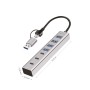 Hub USB 3.2 4 porte USB-A e 3 porte USB-C&trade Alluminio Silver