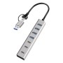 Hub USB 3.2 4 porte USB-A e 3 porte USB-C&trade Alluminio Silver