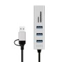 Hub USB 3.2 3 porte USB-A, 2  SD/microSD Alluminio Silver