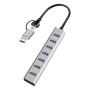 Hub USB 3.2 7 porte USB-A Alluminio Silver