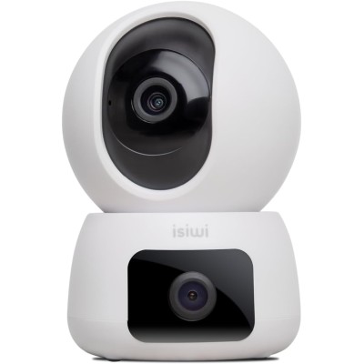 ISIWI TELECAMERA WIRELESS TWIN DOPPIA OTTICA 2K DOME MOTORIZZATA IR LED AUDIO BIDIREZIONALE SD CARD