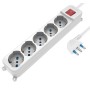 Multipresa 5 Posti Italiana Bipasso / Schuko con spina 16A angolata