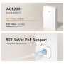 Punto di Accesso Wireless WiFi 5 Gigabit Dual Band  AC1200 Poe con Supporto Mesh, a Muro, AP1300W