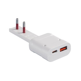Spina Italiana Ultrapiatta USB tipo A e USB-C&trade 2P+T250V 10A 20W, Bianco
