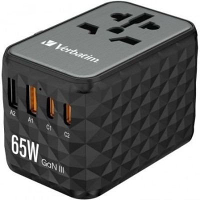 VERBATIM ADATTATORE DA VIAGGIO UNIVERSALE GAN PD 65W