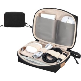Borsa Organizer Compatta per Accessori Ufficio Fotografia Viaggi, Nero