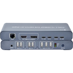 KVM Switch 2x1 USB2.0 Tipo C&trade a HDMI/DP 8K@60Hz PD100W Nero