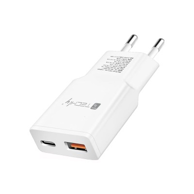 Caricatore Alimentatore USB-C&trade 20W e USB-A QC da Muro