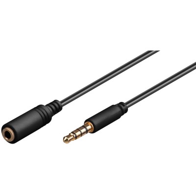 Cavo Prolunga Stereo 3.5 mm M/F 4Pin 2 m Nero