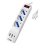 Multipresa 3 Posti 10/16 A Bipasso/Schuko con 3 Porte USB-A/C&trade Bianca