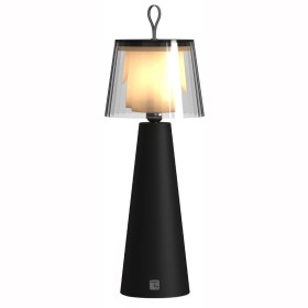 Lampada da Tavolo LED per Esterni con Portalampada Rimovibile, Nera e Trasparente