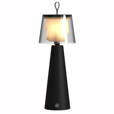 Lampada da Tavolo LED per Esterni con Portalampada Rimovibile, Nera e Trasparente