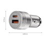 Caricabatteria da Auto con Doppia Porta USB, 20W, USB-A (QC), USB-C&trade (PD), Argento