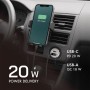 Caricabatteria da Auto con Doppia Porta USB, 20W, USB-A (QC), USB-C&trade (PD), Argento