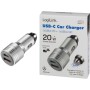 Caricabatteria da Auto con Doppia Porta USB, 20W, USB-A (QC), USB-C&trade (PD), Argento