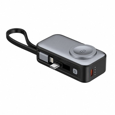 Mini Powerbank 3in1 5000 mAh con 2 porte USB-C&trade, Nero