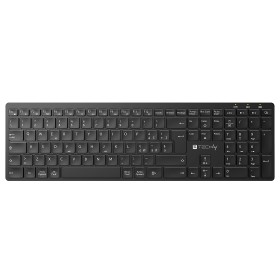 Tastiera Ultrasottile Wireless 2.4G + 2 BT Ricaricabile con Retroilluminazione, Nero