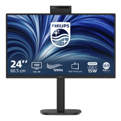 PHILIPS MONITOR 23,8 LED IPS FHD 16:9 4MS 300 CDM 120hz, PIVOT, WEBCAM, USB-C, VGA/DP/HDMI, MULTIMED