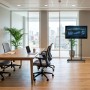 Supporto Mobile da Pavimento con Altezza Regolabile e Mensole, per TV  da 37-75''