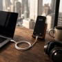 Cavo USB-C&trade Maschio / USB-C&trade Maschio 2.0 PD 60W 1,5 m Silicone con Led, Bianco