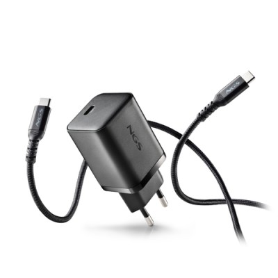 NGS BUD 65W-AC: Pack caricatore da parete USB-C con tecnologia GaN da 65W + cavo USB-C da 1,5 m + 4