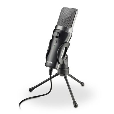 NGS MS120 USB: microfono USB con supporto per treppiede. Ideale per PC o laptop. Suono chiaro. Regol