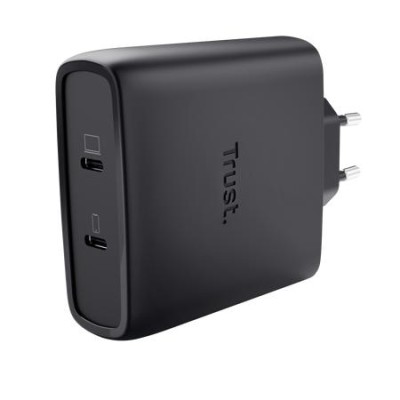 TRUST ALIMENTATORE/CARICABATTERIA 100W 2 PORTE USB-C GAN - PLASTICA RICICLATA 50 - MAXO - NERO