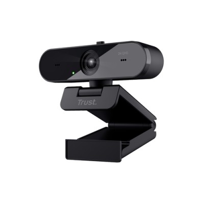 TRUST WEBCAM 2K QHD 2560X1440p - FILTRO PRIVACY - 85 PLASTICA RICICLATA - TAXON - NERO