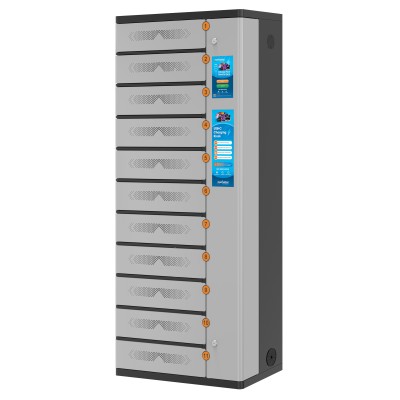 Armadio di Ricarica USB-C&trade 11 Scomparti con Chiusura a PIN e Touchscreen 500W Grigio