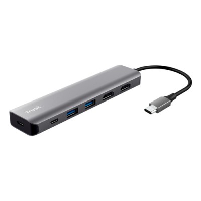 TRUST ADATTATORE DOCKING STATION MULTIPORT 6 IN 1 , 2 HDMI 4K, 1 USB-C, 1 USB-C PD, 2 USB-A 3.2, DAL