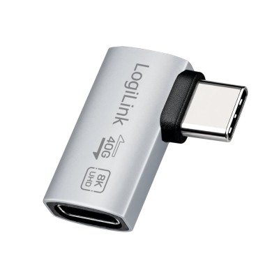 Adattatore USB 4.0 USB-C&trade Maschio/Femmina Angolato 90&deg 40 Gbps 4K e 8K, 240W PD 3.1 Nero